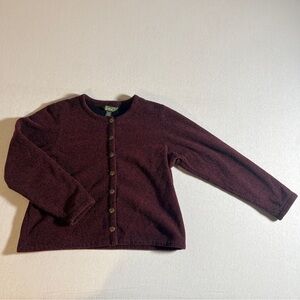L.L. Bean Vintage 90s Women’s Cardigan Size Medium Red + Black w/ Brass Buttons